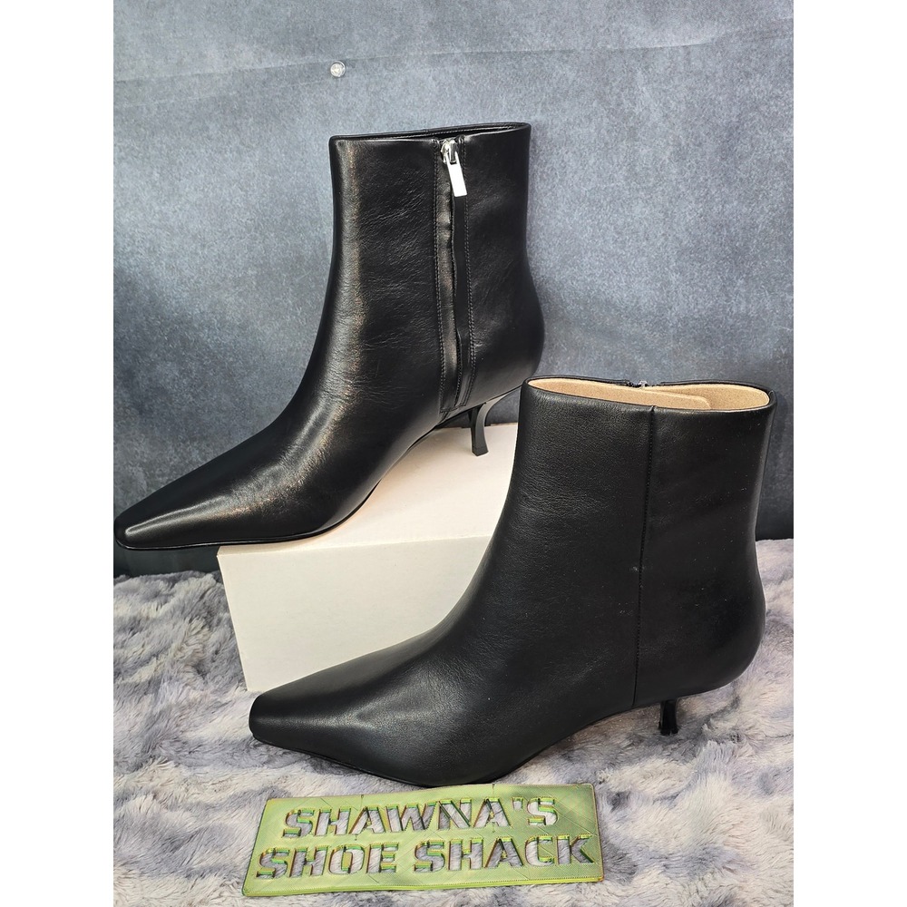NEW Marc Fisher LTD Kiona Ankle Boots Black Leather Pointed Toe Women Size 10